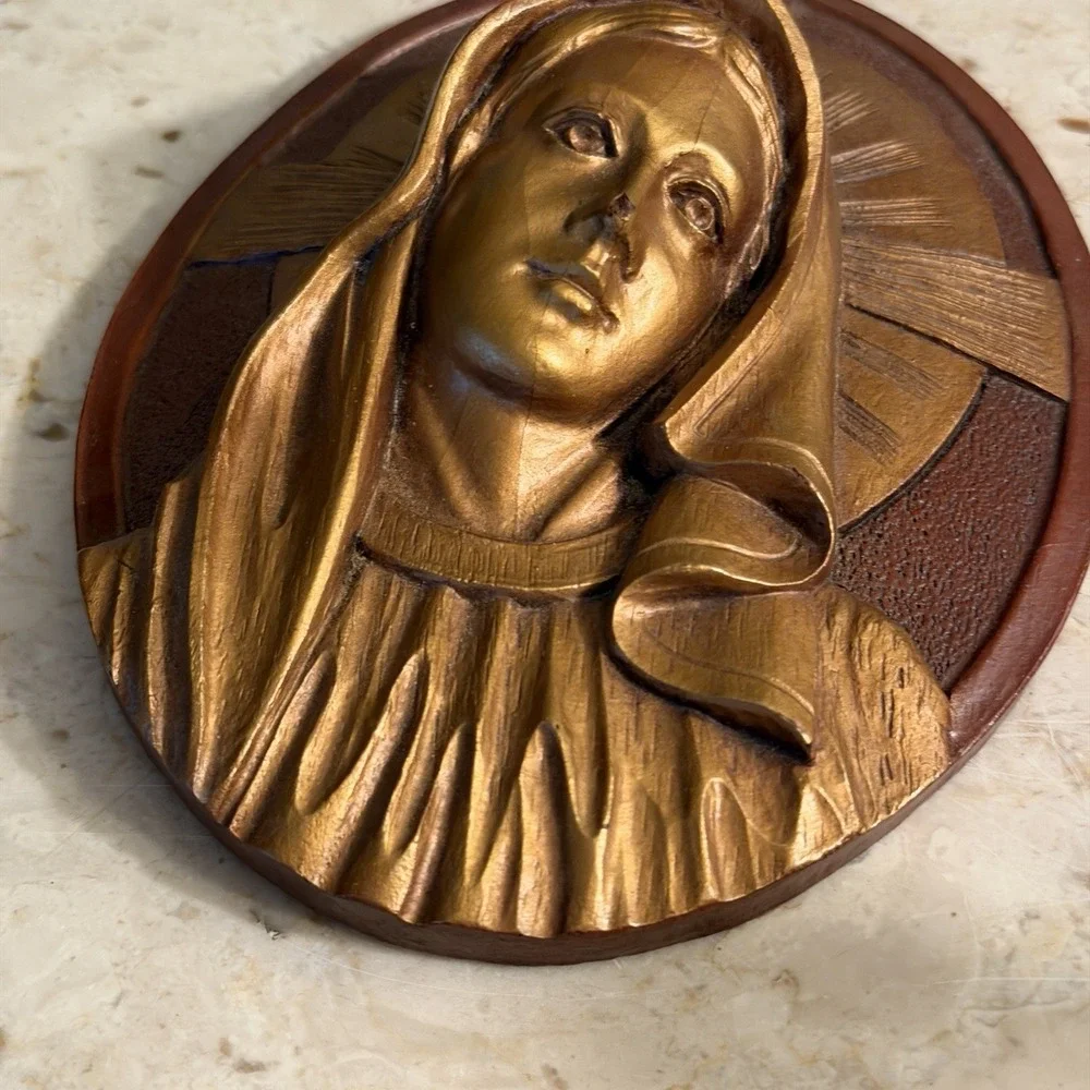 Arabesque Religious Mary & Jesus Wooden 3D Wall Hanging Plaque 5.5
